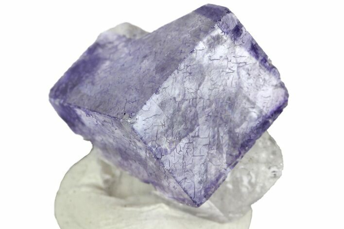 Cubic Purple Fluorite with Quartz - China #161601